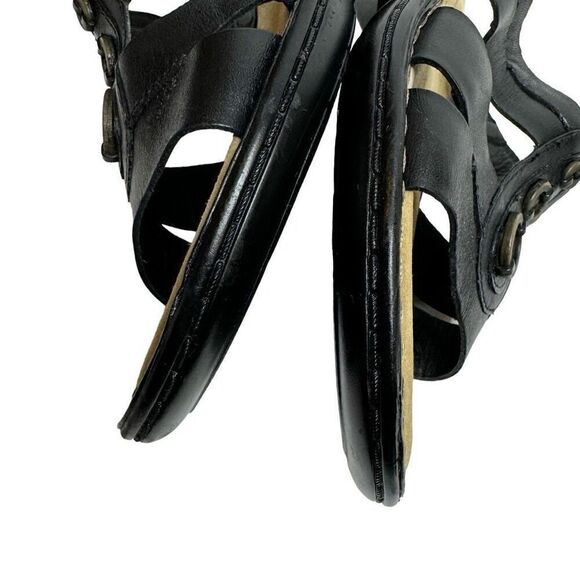 Clark’s bendables black leather wedge sandals size 6 - Picture 6 of 15